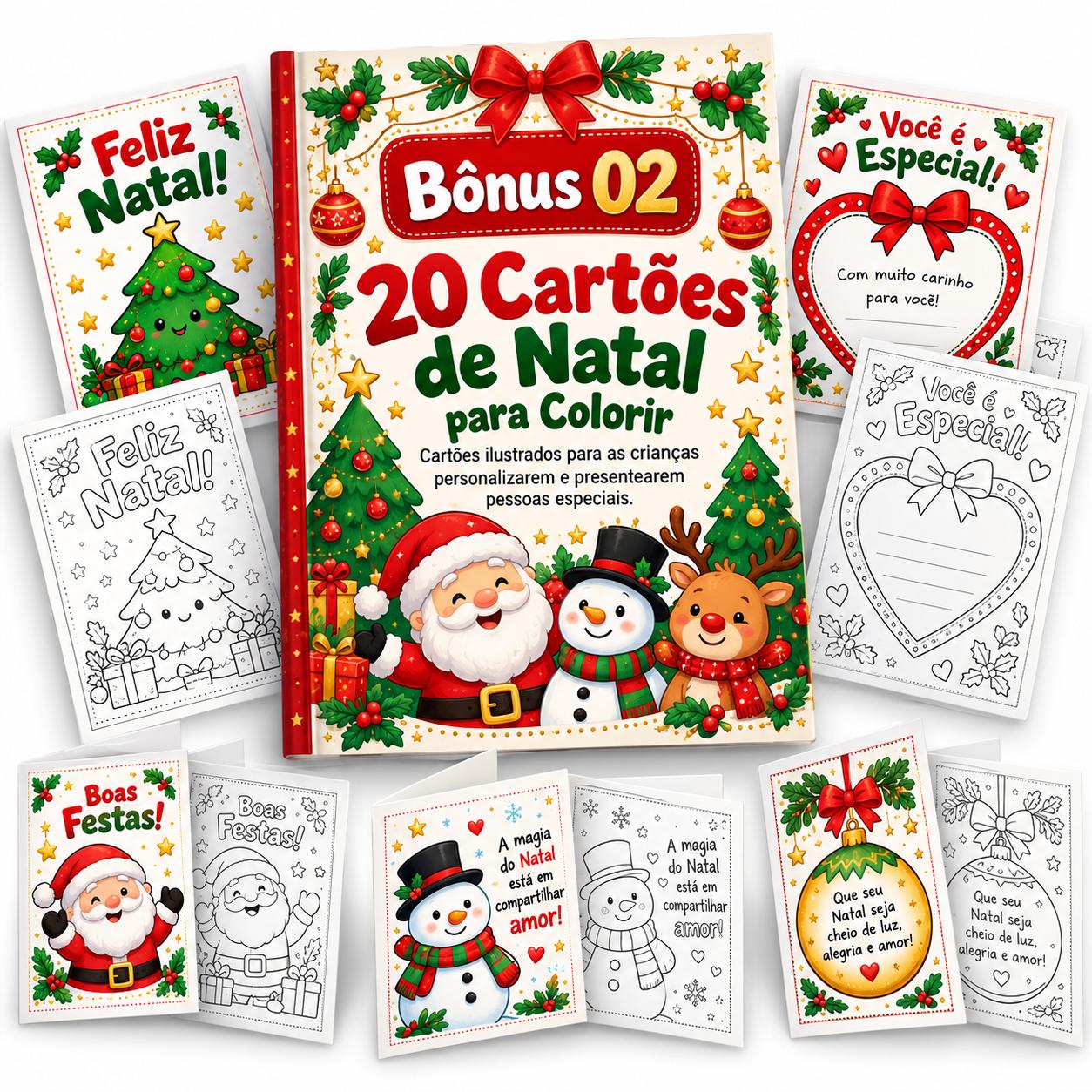 Capa do bônus: 20 Cartões de Natal para Colorir
