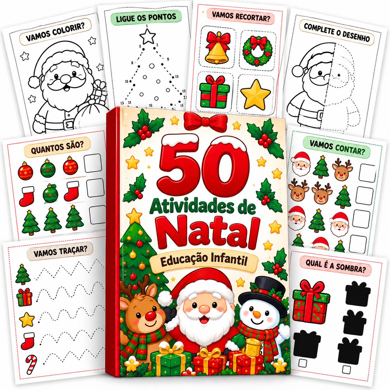 Mockup do Plano Básico: 50 atividades de Natal para imprimir