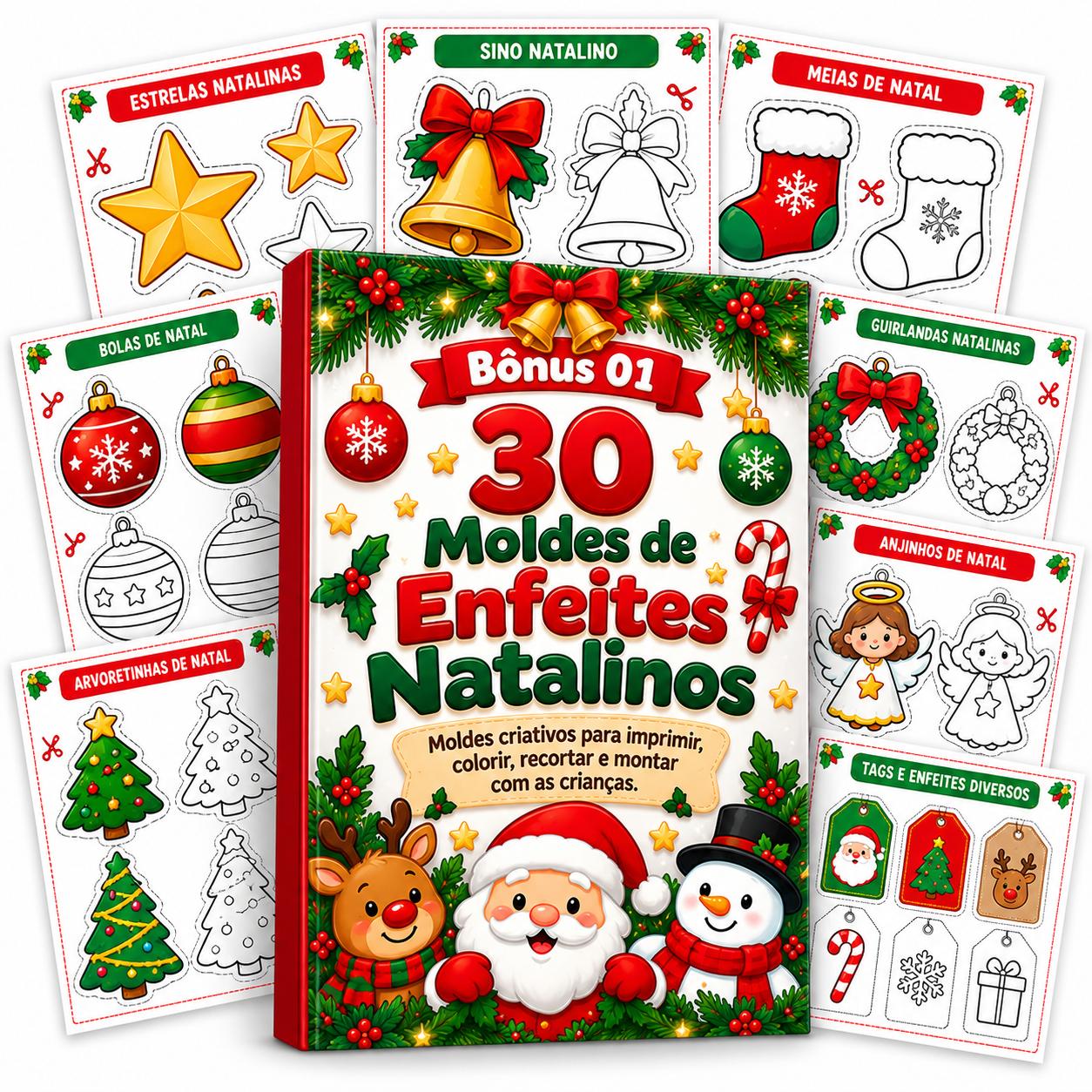 Capa do bônus: 30 Moldes de Enfeites Natalinos